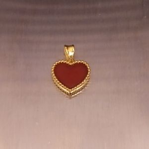 Solid 18k yellow gold vca heart pendant with red stone, new, stamped. Pretty!